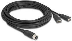 Delock M12 kábel A-kódú, 8 tűs anya- 2 x USB 2.0 A-típusú anya 5 m fekete