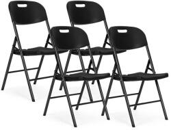 4 db összecsukható catering szék, fekete, fém váz, HDPE ülőfelület (1130304)