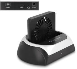 Delock USB 10 Gbps dokkoló állomás 2.5 / 3.5 SATA HDD / SSD vagy M. 2 NVMe PCIe, illetve SATA SSD ventillátorral (DL-64280)
