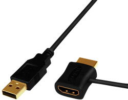LogiLink HDMI hálózati adapter, USB-A/M - HDMI-A/M + HDMI-A/F, 0, 15 m