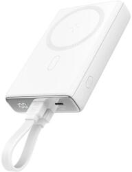 JOYROOM Powerbank JR-PBM01 mágneses 10000mAh 20W állvánnyal + Lightning kábel - USB-C - fehér (Felbontott csomagolás) (JR-PBM01-EX)