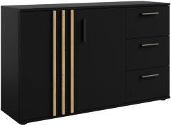 TEMPO KONDELA Komód, 2D3S, fekete/artisan tölgy, TOLIS TYP 3 - smartbutor