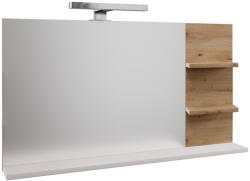 TEMPO KONDELA Tükör LED világítással, fehér/artisan tölgy, CUBO CUB04