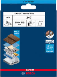 Bosch W480 kézi csiszolóháló, G240 10 db 115x140, G240 10 db mosható (2608902387)