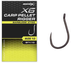 Matrix X6 Carp Pellet Rigger 10 Barbless Füles, Szakáll Nélküli Horog 10db (GHK188)