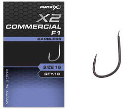 Matrix X2 Commercial F1 18 Barbless Lapkás, Szakáll Nélküli Horog 10db (GHK171)