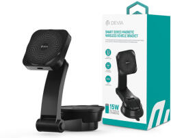 DEVIA Smart Series Magnetic 15W műszerfalra/szélvédőre vezeték nélküli autós töltő/tartó - fekete - mobilehome
