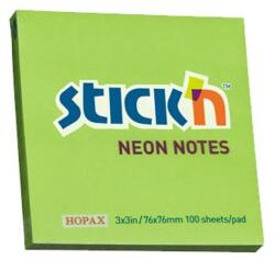 Stickn Öntapadó jegyzettömb STICK`N 76x76mm neon zöld 100 lap (21167) - nyomtassingyen