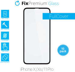 FixPremium FullCover Glass - Edzett üveg - iPhone X, XS és 11 Pro (10 Pack)