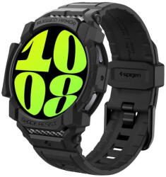 Samsung Galaxy Watch 7 (44 mm) SM-L310 / L315, Szilikon védőkeret, ütésálló, szíjjal, Spigen Rugged Armor Pro, fekete