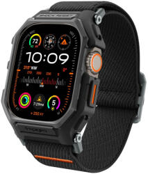 Apple Watch Ultra 1-2 (49 mm), textíl pótszíj, szilikon keret, közepesen ütésálló, Spigen Lite Fite Pro, fekete