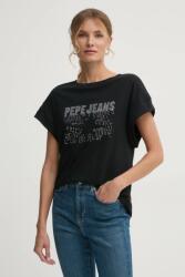 Pepe Jeans pamut póló LIRA női, fekete, PL505996 - fekete XS