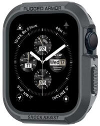 Apple Watch 4-6, SE, SE (2022) (44 mm) / Watch 7-9 (45 mm), Szilikon védőkeret, ütésálló, szíj nélkül, Spigen Rugged Armor, sötétszürke