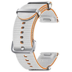 Samsung Galaxy Watch 4 / 5 / 5 Pro / 6 / 7 / FE (40 / 44 / 45mm) / Watch 4 Classic / 6 Classic (42 / 43 / 46mm), textíl pótszíj, M / L méret, állítható, izzadtságátló, vízálló, dupla szíj bújtatóval, ezüst, g