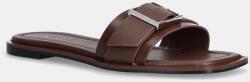 Calvin Klein bőr papucs FLAT SLIDE W/BUCKLE - LTH barna, női, HW0HW02490 - barna Női 40