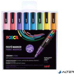 uni Dekormarker készlet, 0, 9-1, 3 mm, UNI "Posca PC-3ML", 8 különböző csillogó szín (2UPC3MLCSKL) - alter