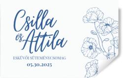Personal Matrica esküvői süteményes dobozokra - Kéknyomat Válasszon mennyiséget: 41 db és több