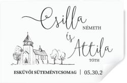Personal Matrica esküvői süteményes dobozokra - Sketch Válasszon mennyiséget: 20 db - 40 db