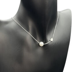ElectraStore Colier Argintiu Heart + Pearl (C4084)