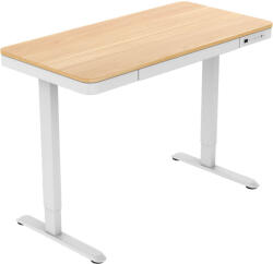 Home office asztal AKCIÓ! Elektromosan állítható magasságú Okosasztal, 73-118 cm, 4 memóriás, fiókos, USB-A, USB-C, JUHAR színben