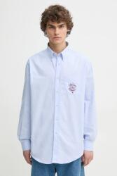 Drôle de Monsieur pamut ing La Chemise Slogan Vignes férfi, legombolt galléros, regular, F-SH199-CO116-LBE - kék M