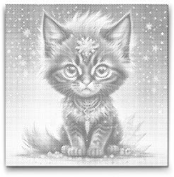  PontPöttyöző - Szivárványfekete cica Méret: 50x50cm, Keretezés: Keret nélkül (csak a vászon), Szín: Zöld