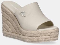 Calvin Klein Jeans papucs WEDGE ROPE SLIDE MG bézs, női, éksarkú, YW0YW01699 - bézs Női 41