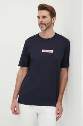 Tommy Hilfiger pamut póló sötétkék, férfi, nyomott mintás, MW0MW34373 - sötétkék XXL