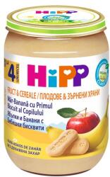 Hipp Био пълнозърнеста каша Hipp - Ябълки и банани с бебешки бисквити, 190 g (4710)
