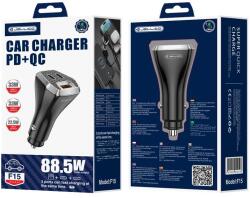 Jellico autós töltő F15 PD 88, 5W 2xUSB-C + 1xUSB QC3.0 Fekete