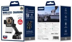 Jellico autós telefontartó vezeték nélküli töltéssel W15 15W Fekete szélvédőre, műszerfalra