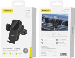 FONENG autós telefontartó szellőzőhöz vezetéknélküli töltéssel CP118 15W Fekete