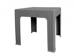 Megaplast BISTRO műanyag asztal, műrattan kivitelben, 42, 5 × 42, 5 × 42 cm, mokka színben