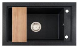 Gránit mosogató Nero Panama + szifon + vágódeszka (szemcsés fekete)