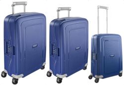 Samsonite S'CURE négykerekű sötétkék három részes csatos bőröndszett - taskaweb