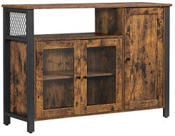 VASAGLE Komód három ajtóval és nyitott polcokkal, rusztikus barna 110x33x75cm (LSC096B01) - deco24