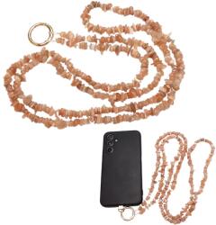  Breloc Telefon Piatra Lunii Piersica 122 cm - Piatra Linistii si Stralucirii Interioare - cu Agatator Metalic