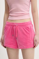 Juicy Couture bársony rövidnadrág TAMIA női, rózsaszín, nyomott mintás, közepes derékmagasságú, JCWH121001 - rózsaszín XL