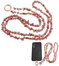  Breloc Telefon Rodonit Chips 122 cm - Vindecare Emotionala si Iubire Constienta - cu Agatator Metalic