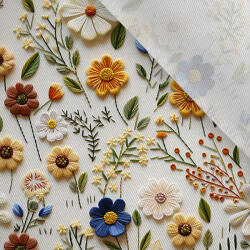 Takoy Ruházati anyag / Ruha anyag fényes hatással hímzés utánzat világos alapon 6