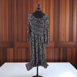 Ie traditionala Rochie lunga de vara cu maneca 3 4 si imprimeu floral negru 2