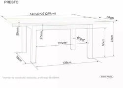  Presto Kihúzható Étkezőasztal Laminált Kasmír-Tölgy (PRO-SIG-PRESTOKADCT140)