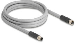 Delock M12 kábel L-kódolt 5 tűs apa - anya PUR húzóláncokhoz alkalmas 2 m szürke (DL-80539)