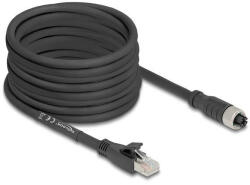 Delock M12 kábel X-kódolt 8 tűs apa - RJ45 anya Cat. 5e S/FTP flexibilis 10 m fekete (DL-80595)