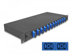 Delock 19 optikai szálösszefűző doboz 12 db. SC Duplex OS2 1U teljes elrendezés kész az összefűzésre (DL-67006)