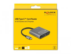 Delock USB Type-C kártyaolvasó SD Express és CFexpress memóriakártyákhoz