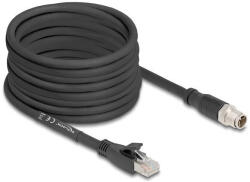 Delock M12 kábel X-kódolt 8 tűs apa - RJ45 apa Cat. 5e S/FTP flexibilis 10 m fekete (DL-80586)