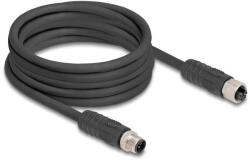 Delock M12 kábel L-kódolt 4 tűs apa - anya PUR húzóláncokhoz alkalmas 5 m fekete (DL-80522)