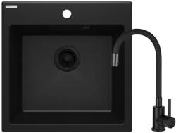 Deante Deante ZQJNN103 - Mosogató EVORA 50x50 cm + mosdócsap gránit/fekete DN0047 (DN0047)