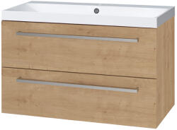 Mereo Mereo, Bino, 101 cm öntött márvány fürdőszobai szekrény, fehér, tölgy, MER-CN622M (MER-CN622M)